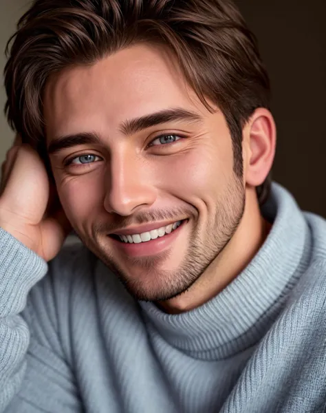 Masterpiece, absurdres,HDR ,highly detailed eyes and face,smiling, handsome nod_man, a man in a sweater ,perfect nod_body,perfect nod_face, <lora:nod:0.7>