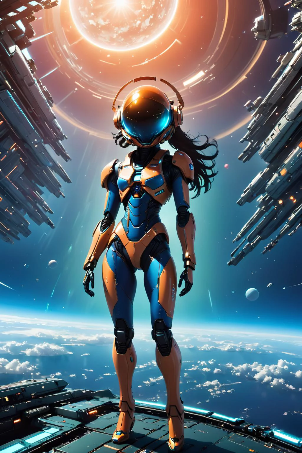 anime artwork futuristic style sci-fi style (((Ultra-detailed, 8k, highres, masterpiece))),kkw-detailMe-v1.0,<lora:more_details:1>,<lora:More_interesting_backgrounds:0.8>,IBG,<lora:space-clony:0.8>,space-clony,space_style,<lora:Tech_Noir:0.8>,<lora:J_sci-fi:0.8>,robot,j_sci-fi,<lora:SpaceKnights5:0.8>,helmet,<lora:nomansky:0.8>,nomanskyai,,(((text))),((color)),(shading),background,noise,dithering,gradient,detailed,out of frame,ugly,error,Illustration, watermark,(((clean ink anime illustration))),Studio Ghibli,Makoto Shinkai,Hayao Miyazaki,Audrey Kawasaki, futuristic, technological, space themes, advanced civilizations, light leaks, lens flares, sleek, modern, ultramodern, high tech, detailed,(((text))),((color)),(shading),background,noise,dithering,gradient,detailed,out of frame,ugly,error,Illustration, watermark,(((vector graphic))),medium detail . anime style, key visual, vibrant, studio anime, highly detailed