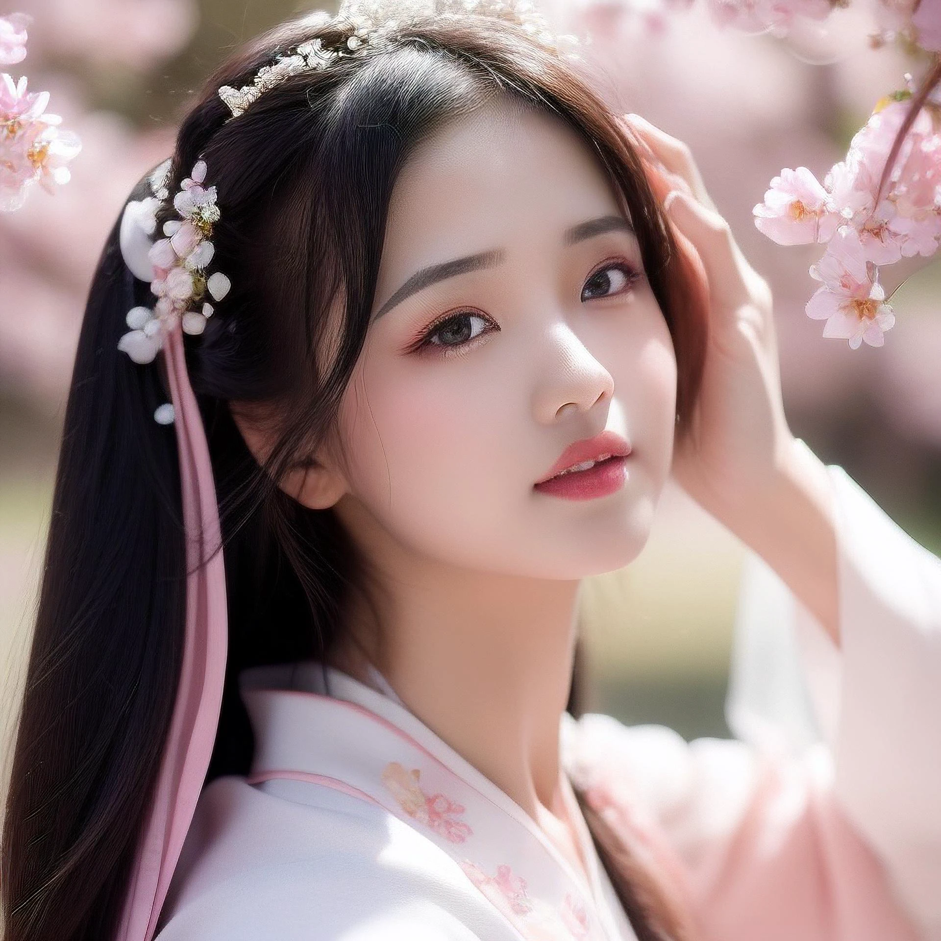 Chinese girls in wedding dress or hakama or hanfu in marvellous scene 素晴らしいシーンのウェディングドレスを着た女の子 身着婚纱或汉服的女孩在优美的场景里
