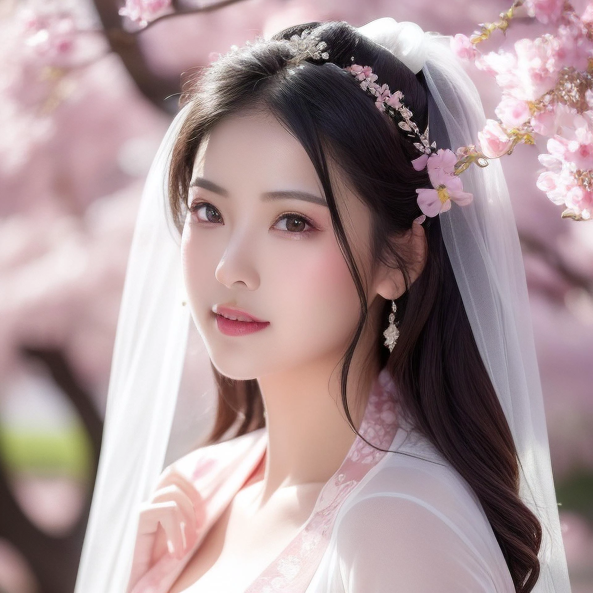 Chinese girls in wedding dress or hakama or hanfu in marvellous scene 素晴らしいシーンのウェディングドレスを着た女の子 身着婚纱或汉服的女孩在优美的场景里