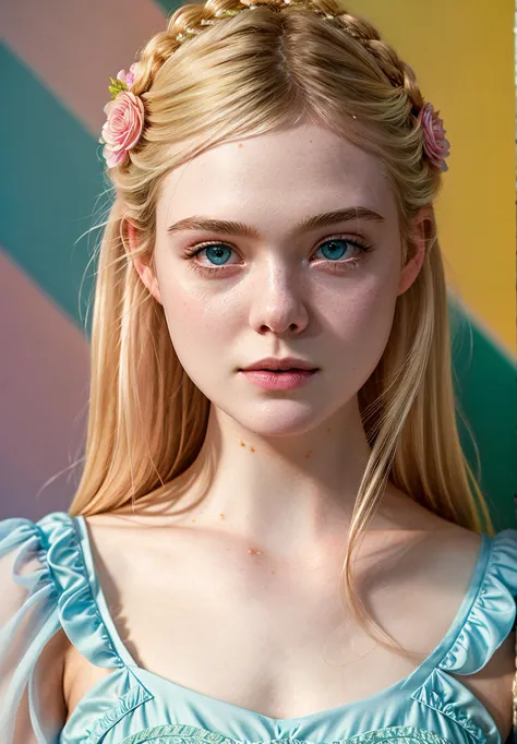 real, photoshoot, realistic, perspective, luminescent, bright colors, illusion, atmospheric scene, masterpiece, best quality, (detailed beautiful face, detail skin texture, ultra-detailed body:1.1),
<lyco:ellefanning_lycor_02-000003:1>, ellefanning-smf, 1girl, solo, realistic, blonde hair,  looking at viewer, lips, green eyes, blue eyes, pink pastel dress