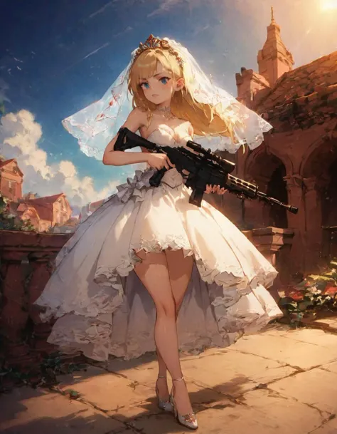 score_9,score_8_up,score_7_up,score_6_up,score_5_up,score_4_up,
the bride in a white wedding dress,gun with both hands,on the roof of the building,handheld sniper rifle,lift gun aiming posture,standing gun aiming stance,aim attitude,<lora:ç§»å¼è§çº¿çåè§ä¼ lookingAwayToLookingAt_v10:-1>,<lora:envyStarlightPinup01_v10:0.8>,xx_focus,wide_shot,