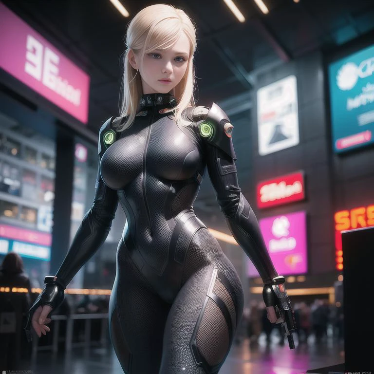 complex 3d render ultra detailed of a beautiful blond mature girl with two pistols wearing (tight tactical scifi clothing),beautiful face, 150 mm, scifi lighting, rim light,vibrant details, luxurious cyberpunk, lace, hyperrealistic, anatomical, facial muscles, cable electric wires, microchip, elegant, an extremely delicate and beautiful, extremely detailed ,CG ,unity ,wallpaper, (realistic, photo-realistic:1.37),Amazing, finely detail, masterpiece,best quality,official art, extremely detailed CG unity 8k wallpaper, absurdres, incredibly absurdres,,1girl, gradient, covered_navel, gradient_background, medium_breasts, ((scifi background)),, ,<lora:epiNoiseoffset_v2:0.7>, rim lighting, sharp focus, low key, dim light, cyberpunk style,