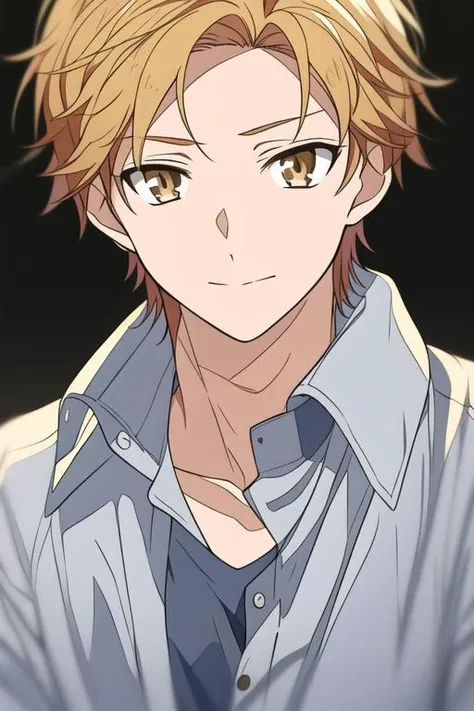 masterpiece, best quality, high quality, 1boy, solo, male focus, looking at viewer, upper body, <lora:haruki_serizawa:0.58>, haruki_serizawa, brown eyes, blonde hair, , gakuran