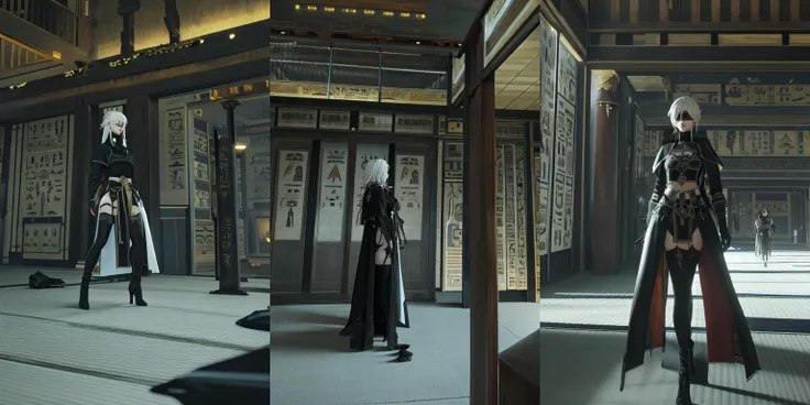 (otherworldly, otherworldly atmosphere, otherworldly appearance), highly insanely detailed, masterpiece, top quality, best quality, highres, 4k, 8k, RAW photo, 
((ancient egyptian theme:1.2)), Hong Kong structure, building, structure, taiwan, korean, 
swirling energy, 
tentacle, 
(underwater), 
reflection, reflective floor, 
abandoned building, overgrown with vegetation, [volumetric fog], cinematic lighting, colorful, colourful, 
(long_hair, long hair, random colors hair, glowing hair, hair over one eye, long messy hair), 
(eyelashes, eyeliner, eyeshadow, eyelashes, long eyelashes), 
collar, earrings, jewelry, necklace, armlet, 
high-heels, 
nsfw, 
cleavage, perfect female body, makeup, 
action pose, 
drunk, biting, 
(from front, cowboy_shot:1.5), (indoors:1.5), 
1girl, solo, <lora:10H:0.8>, 10h, white hair, dress, black dress, blindfold, black blindfold, shoulders_long_hair, short hair, black gloves, thighhighs, black thighhighs, long sleeves, boots, thigh boots, garter straps, pelvic curtain, high heels, high heel boots,, (fantasy world)
