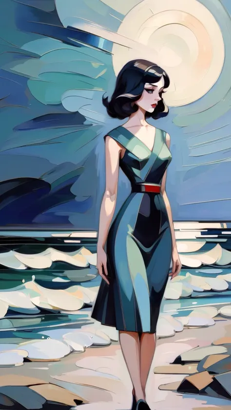 modern digital expressionism, oil painting, palette knife, (streamline moderne:1.5),Intergalactic Coastal Strand, moody color palette<lora:EnvyExpressionismXL01:0.7>