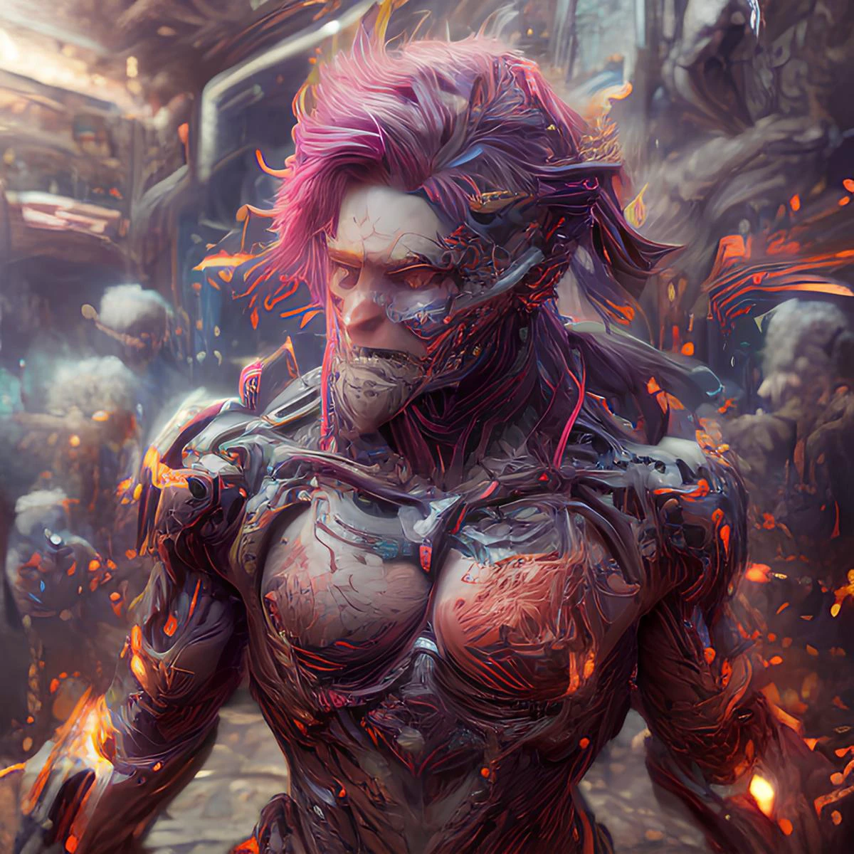 HDR photo of masterpiece,highly detailed,volumetric light,HDR,professional photography,
a horrifying grotesque cyborg abomination,High dynamic range,vivid,rich details,clear shadows and highlights,realistic,intense,enhanced contrast,highly detailed,<lora:nano:0.6>,cybgirlsav,cyberpunk,outfit,neon,fire,suit,sexy,zarya,overwatch,<lora:CyberpunkWorld:0.5>,CyberpunkWorld,<lora:DiscoDemons-128dim-V1:0.8>,