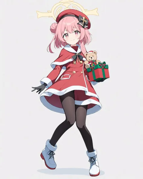 serina \(blue archive\),1girl, halo, official_alternate_costume, solo, boots, christmas, bell, santa_costume, gift, hair_bun, full_body, teddy_bear, looking_at_viewer, beret, black_gloves, santa_hat, white_background, black_pantyhose, capelet, smile, box, white_footwear
<lora:serina_(blue_archive)_image683_2023-11-28:1>halo. gorgeous,key visual, vibrant, studio anime,award-winning, professional, highly detailed,high budget, cinemascope