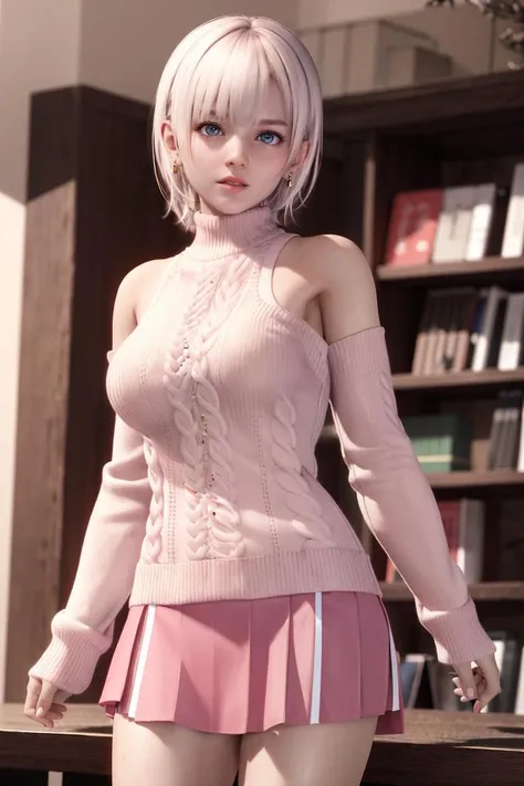 <lora:doa_luna:0.7> luna, 1girl, sweater, long sleeves, bare shoulders, skirt, indoors