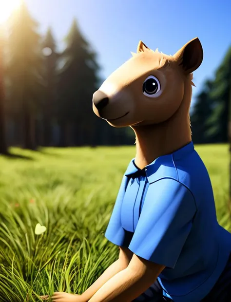 , ((high quality:1.2, masterpiece:1.2)), absurdres, high resolution,(8k resolution), 8k, 8kres, 8k res, high details, detailed and intricate, intricate details, high intricate details, absurd amount of details, super resolution, ultra hd, megapixel, CGI, Realism, RTX, SSAO, Ambient Occlusion, Natural Lighting, sunlight,
<lora:capybara:1> (capybara:1.3), anthro, female, short blue dress, short sleeves,
grass, butterflies, mountins, sun,