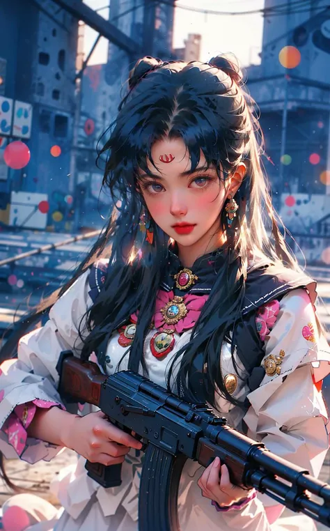 1girl,meishaonv, gun, ak-47