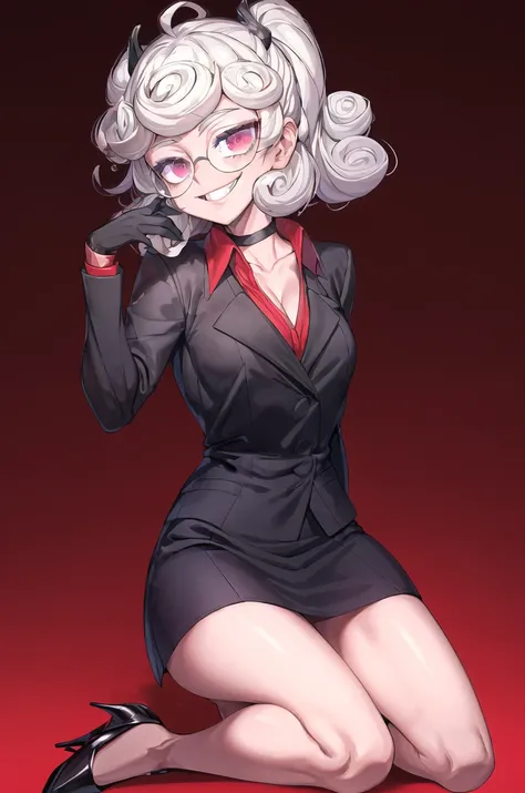 masterpiece, best quality, black dress, chocker, hand sleeves, high heels, sadistic, smile <lora:Pandemonika_2:0.8>
