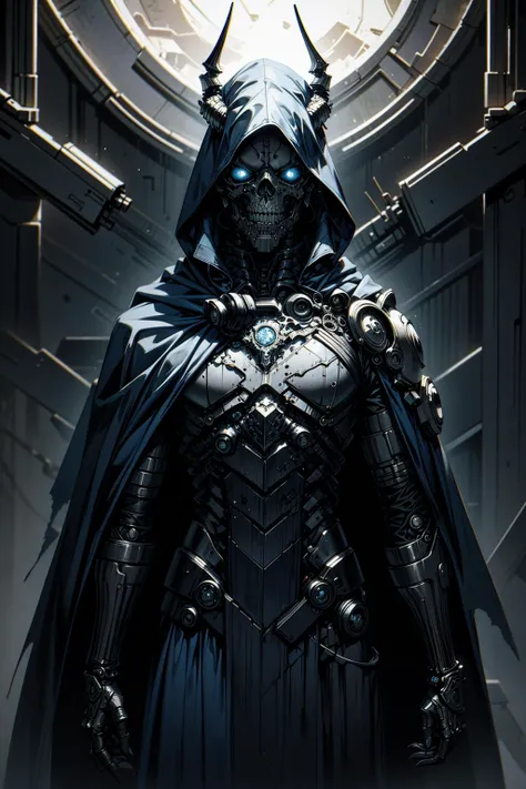 (masterpiece:1.1), (intricate:1.1), (detailed:1.1), (ornate:1.1), BREAK,
(science fiction:1.1), (biopunk:1.1), (horror:1.1), (grim:1.1), (dark blue theme:1.2), BREAK,
(solo:1.1), (1boy:1.0), (cyborg:1.1), (skull face:1.0), (hood:1.0), (cape:1.0), (mechanical limbs:1.1), (screaming:1.0), (horns:1.0), (strong:1.0), <lora:biomanic:0.8> , BREAK,
blue miasma, ghastly