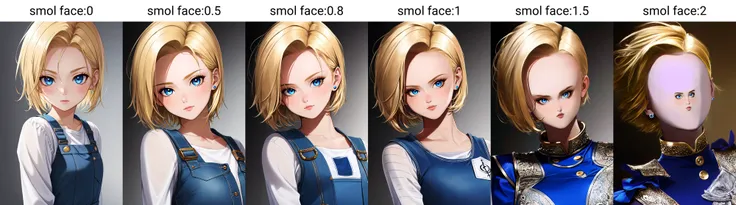 (masterpiece, best quality),  intricate details,
1girl,   
 <lora:android_18:0.8> android 18, blonde hair,short hair, blue eyes, 
 <lora:smol face:0> smol_face person,