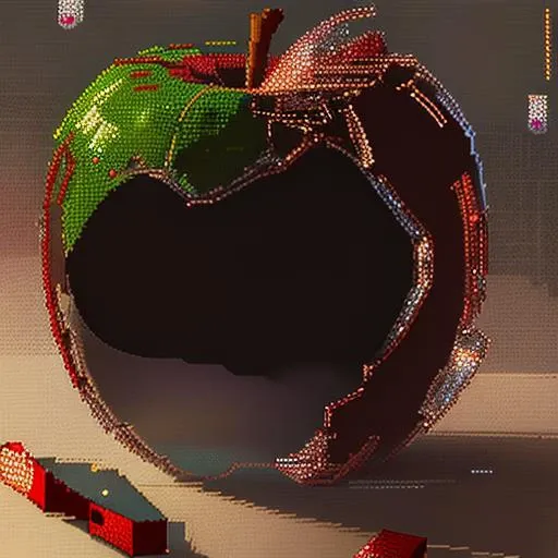 pixel art, mesh grid, a half-eaten apple slowly decaying <hypernet:stipple-weave-1-1:1>