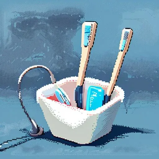 pixelart, a worn-out toothbrush <hypernet:stipple-weave-1-0:1>