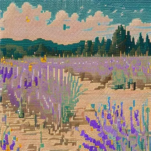 pixelart, fields of wild lavender filling the air with their sweet scent <hypernet:stipple-weave-1-1:1>