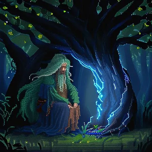 pixelart, enchanted leshy from Slavic mythology <hypernet:stipple-weave-1-1:1>