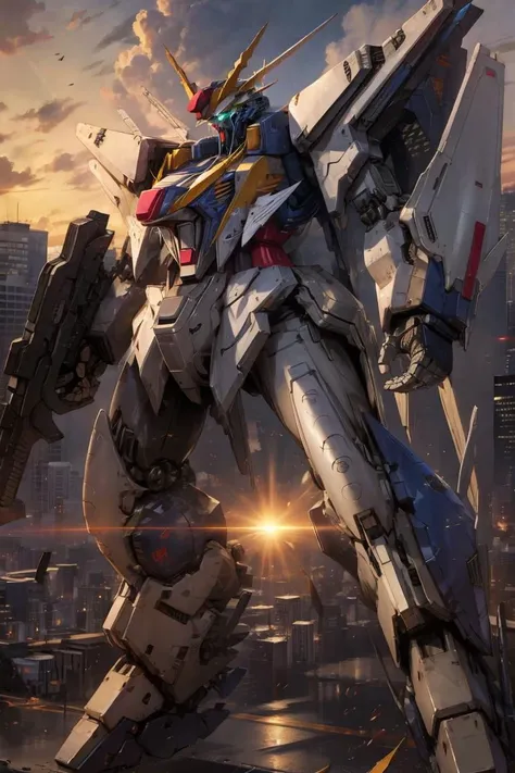 <lora:xi gundam lora:0.8>,xi gundam,full armor,ruins,sunset,building,glowing_eyes,science_fiction,city,realistic,mecha,, masterpiece,best quality,highres,ultra high res,(abstract art:1.2),2d,(highlydetailed),(colorful),(intenseexpression),(fashionable),