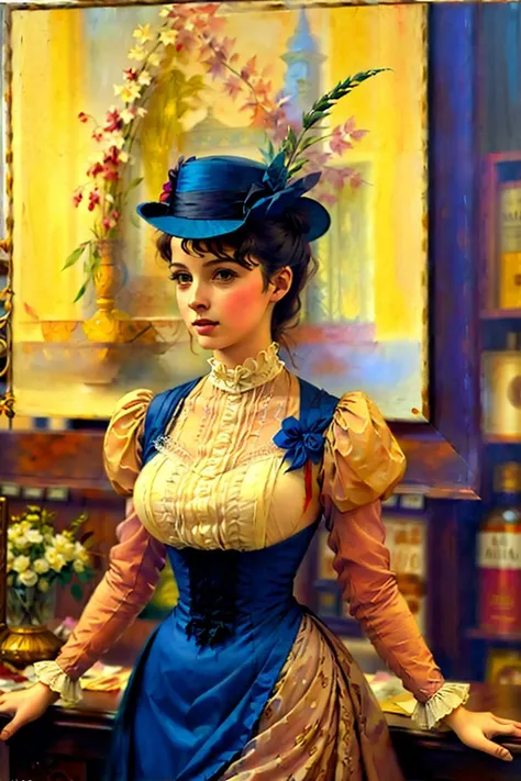 EBLght, a painting of StacyHiggins wearing a dress , hat, 1890_dr3ss, big breasts, small waist
by EBLght <lora:EB_Leighton_resize:1> <lora:1890_dress_v1:1> <lora:ass_size_control_v1.0:-0.4> muted colors