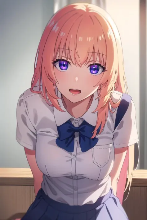 honamiichinose, <lora:honami ichinose s2s3-lora-nochekaiser:1>,
honami ichinose, long hair, blonde hair, (purple eyes:1.1), hair between eyes, smile,
BREAK skirt, bow, school uniform, pleated skirt, bowtie, blue bow, (red skirt:1.2), collared shirt, white shirt, short sleeves,
BREAK indoors, classroom,
BREAK looking at viewer, (cowboy shot:1.5),
BREAK <lyco:GoodHands-beta2:1>, (masterpiece:1.2), best quality, high resolution, unity 8k wallpaper, (illustration:0.8), (beautiful detailed eyes:1.6), extremely detailed face, perfect lighting, extremely detailed CG, (perfect hands, perfect anatomy),