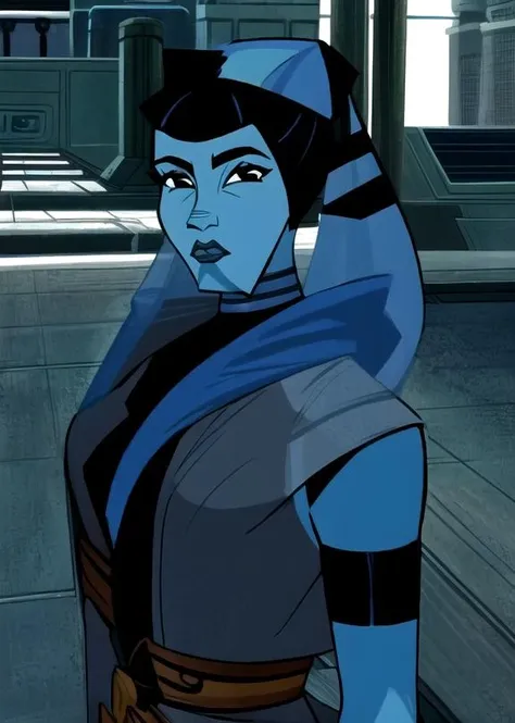 1girl, (((breast expansion, bereaction))), hot blue Twi'lek girl bursting out of her tank top, masterpiece, best quality, high-definition, busty, breasts, cleavage, ((blue skin), twi'lek), evil, sharp facial features, sexy, confident, seductive, (wearing black tank top, panties, socks, ((busty))), slender body, thin, slim sexy body, slim waist, ((((huge tits, huge boobs, huge cleavage, huge breasts))))), futuristic apartment, Star Wars,