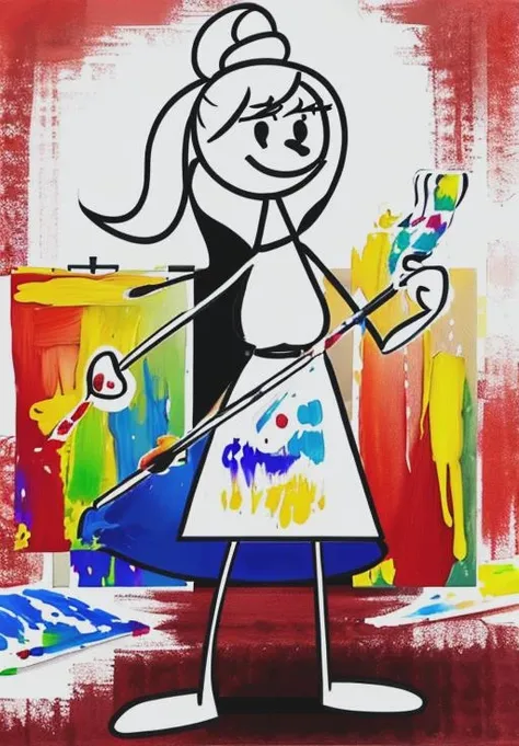 (Painting:1.3), <lora:stickgirl:0.8>, stickmangirl