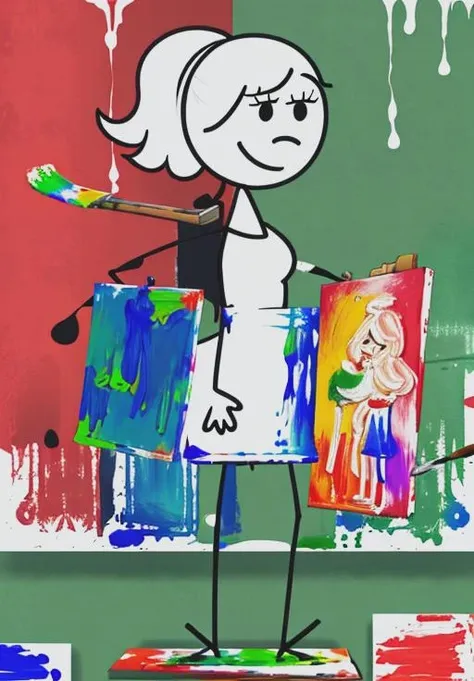 (Painting:1.3), <lora:stickgirl:0.8>, stickmangirl