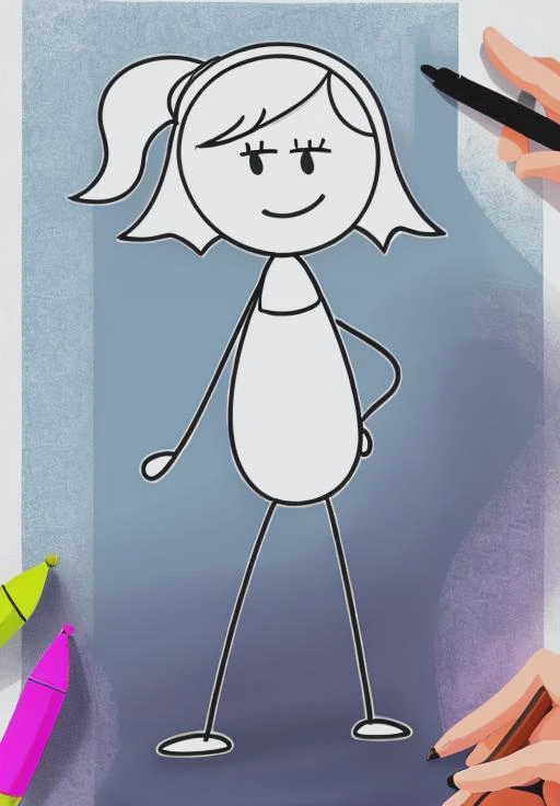 (Drawing:1.3), <lora:stickgirl:0.8>, stickmangirl