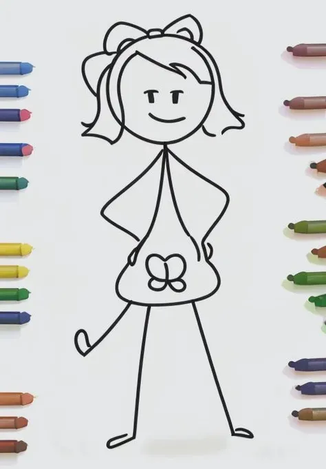 (Drawing:1.3), <lora:stickgirl:0.8>, stickmangirl