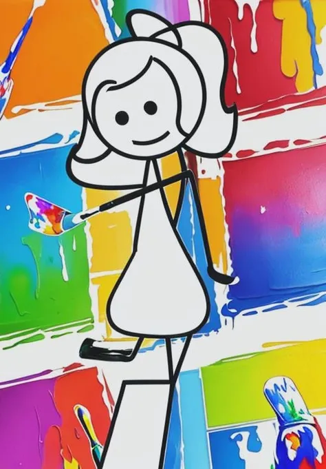 (Painting:1.3), <lora:stickgirl:0.8>, stickmangirl
