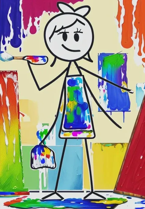 (Painting:1.3), <lora:stickgirl:0.8>, stickmangirl