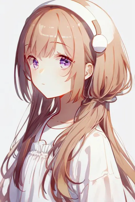 1girl,white background,best quality,upper body, masterpiece,looking at another, <lora:loom-style-000006:1>