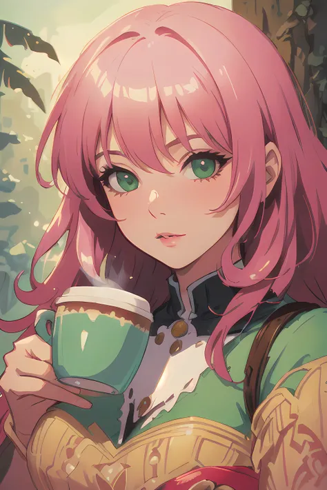 ! A coffee (magenta:0.385) (green:0.659) in ((nature)) [portrait], by Marc Simonetti, Line Art, etching