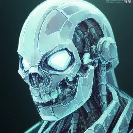 evang, a humanoid alien with a transparent skull head inside of a futuristic space suit , concept art, fantasy race, glass helmets, his head is a skull, creature, artgerm, krenz cushart, greg rutkowski