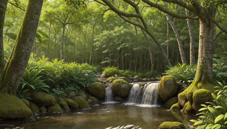 ((masterpiece:1.4,best quality)), 
tropical jungle, high trees, creek, tree shade,
 high detail, abundant, 8k, high detail, wallpaper,
<lora:more_details:0.2>