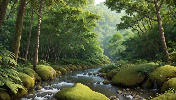 ((masterpiece:1.4,best quality)),
tropical jungle, high trees, creek, tree shade,
high detail, abundant, 8k, high detail, wallpaper,
<lora:more_details:0.2>