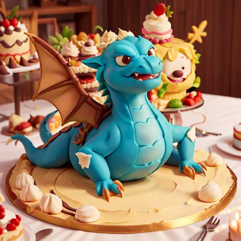 CakeStyle dragon. Marzipan cake shaped like dragon. <lora:CakeStyle:0.55>