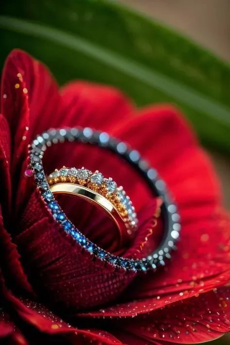 an concept art of magic ring, jewelry, (((Crimson Eclipse Eternity - Bloodfire Ruby, Eclipse Blossom Motif: ))) ,(( (ring))) on table,rim lights,digital art,focus on subject,duch angle,clsoe shot,closeup,focus on material and ((structure,masterpiece)), unique style, extreamlly detailed, maximum quality, best quality,},(epic scene:1.3),(ultrasharp:1.3),(masterpiece:1.1),best quality ,(photorealistic:1.2),ultrarealistic,realistic, Magnificent,Imperceptible detail,Intricately designed, <hypernet:sxzBloom_sxzBloom:0.6> <lora:add_detail:1> <lora:add_sharpness:0.63> <lora:MacroPhotography_last:0.77> macrophotography, (((intricated details)))