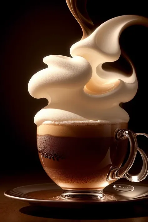 art by Will Murai Steamy Coffee Art: Showcase the intricate latte art as frothy steam rises from a perfectly crafted espresso, revealing a delicate design. (close-up, food, warm tones) close up, macro photography on balck velwet background,8k, ultrasharp, ultradetailed, perfect quality, masterpiece, intricated details, ultra clear, <lora:add_detail:0.7>, <hypernet:sxzBloom_sxzBloom:0.3>, vivid colors wallpaper