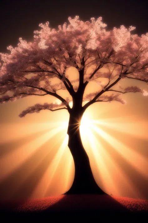art by Duy Huynh A backlit environmental digital illustration of a cherry blossom tree in full bloom, 3/4 camera perspective, radiant golden light rays close up, macro photography on balck velwet background,8k, ultrasharp, ultradetailed, perfect quality, masterpiece, intricated details, ultra clear, <lora:add_detail:0.7>, <hypernet:sxzBloom_sxzBloom:0.3>, vivid colors wallpaper