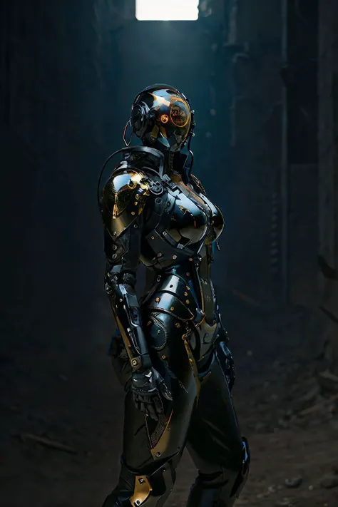 wearing black latex bodysuit, tactical vest, tactical boots, tactical gear, cameltoe, fighting stance, standing in ruin city, In the ruins of a city after a thermonuclear war, from below, an amazing play of light and shadow on the skin,
ultra highres, sharpness texture, shallow depth of field, (realistic skin texture:1.2), (freckles, moles:0.5), film grain,