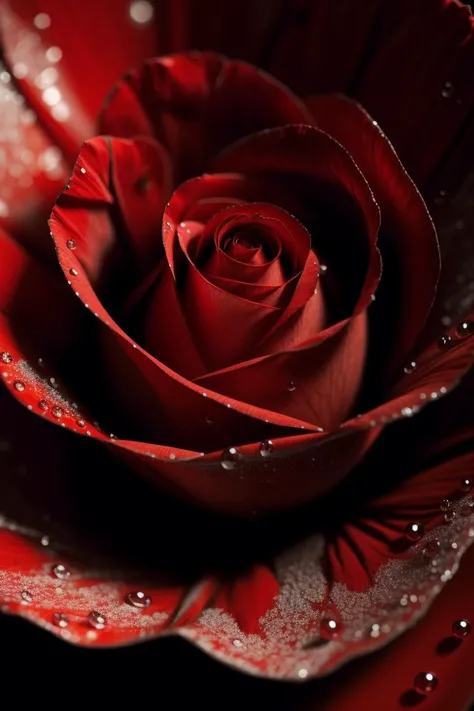 art by Nicola Samori A breathtakingly detailed close up photograph of a red rose with water droplets, perfectly sharp focus, masterpiece oil painting close up, macro photography on balck velwet background,8k, ultrasharp, ultradetailed, perfect quality, masterpiece, intricated details, ultra clear, <lora:add_detail:0.7>, <hypernet:sxzBloom_sxzBloom:0.3>, vivid colors wallpaper