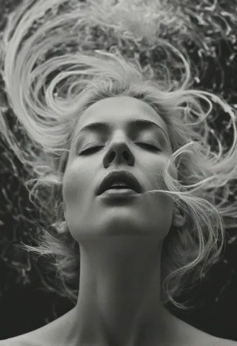 Create a caption for a frontal cross-section photo of a head, depicting surreal emptiness with only wind visible, swirling in a spiral through the head. Wind enters through one ear and exits through the other, evoking a surreal journey through the mind., (detailed facial features:0.5), high quality, (intricate detail), ((incredibly detailed skin:0.5)), OverallDetail