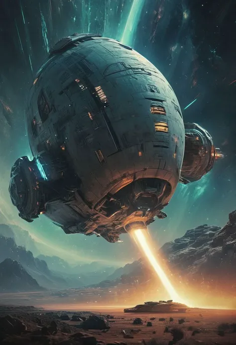 (Exterior shot of Spaceship in a galaxy:1.4) , by Ed Mell and Russ Mills,  (luminar , vivacious , masterful:1.4), poster art, bold lines, hyper detailed, expressive,  award winning,  (scenery:1.4), (intricate details, masterpiece, best quality:1.4),
ring light , looking at viewer, dynamic pose, wide angle view,
atmospheric haze, Film grain, cinematic film still, highly detailed, high budget, cinemascope, moody, epic, OverallDetail, gorgeous, 2000s vintage RAW photo, photorealistic, color graded cinematic, eye catchlights, atmospheric lighting, skin pores, imperfections, natural, shallow dof,