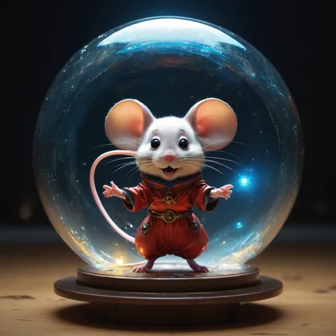 space art by John Berkey, Physically based render, majestic, Fantastical Enchanted hourglass figure Korean Mighty Mouse, >, Mighty Mouse is Running, Detailed illustration, Zen, Art Photography, studio lighting, Low shutter, skin pores