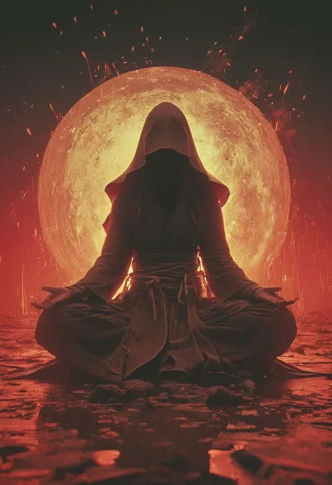 Capturing serenity amidst boundless solitude: a powerful image of a buxom feudal ninja, draped in flowing feudal garb, large sedge-hat, meditating in lotus position upon an endless, sunless expanse. As she hovers, an aura emanates from her, growing in intensity as it extends beyond her Till it explodes in the far, reminiscent of expanding ripples of sound. The neon hues of her aura paint the air, a vivid testament to her inner strength and focus.
creating a hyperpunk scene with desaturated translucent DARK Red and beige details, colorful (polaroid:0.7) with vibrant colors, (vacations, high resolution:1.3), (small, selective focus, european film:1.2), (sexual advance:1.1), closeup
