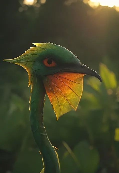 subsurface scattering, small flying plasma dragonlike bird detailed closeup, spread His Large leaf-Wings, spitting fire, infront of Sunset, ral-smoldino, 
atmospheric haze, Film grain, cinematic film still, shallow depth of field, highly detailed, high budget, cinemascope, moody, epic, OverallDetail, 2000s vintage RAW photo, photorealistic, candid camera, color graded cinematic, atmospheric lighting, imperfections, natural, shallow dof