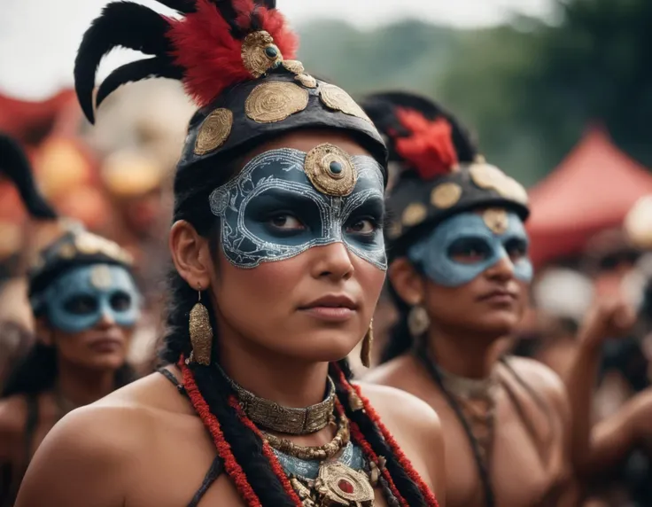 cinematic photo Irresistible Tezcatlipoca, Hosting parties, telephoto lens . 35mm photograph, film, bokeh, professional, 4k, highly detailed, a look of severe determination