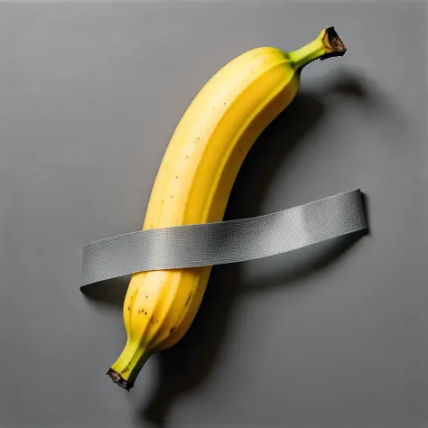 Contemporary art, a banana and a piece of gray tape